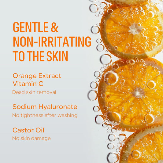 2Pcs Orange Exfoliating Gel for Face and Body, Deep Clean Pores, Remove Blackheads, Exfoliating Moisturizing Face Body Scrub Gel Exfoliator Natural Orange Peeling Gel for All Types Skin