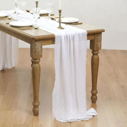 Chemin de Table Coton Blanc 62x200cm / Blanc