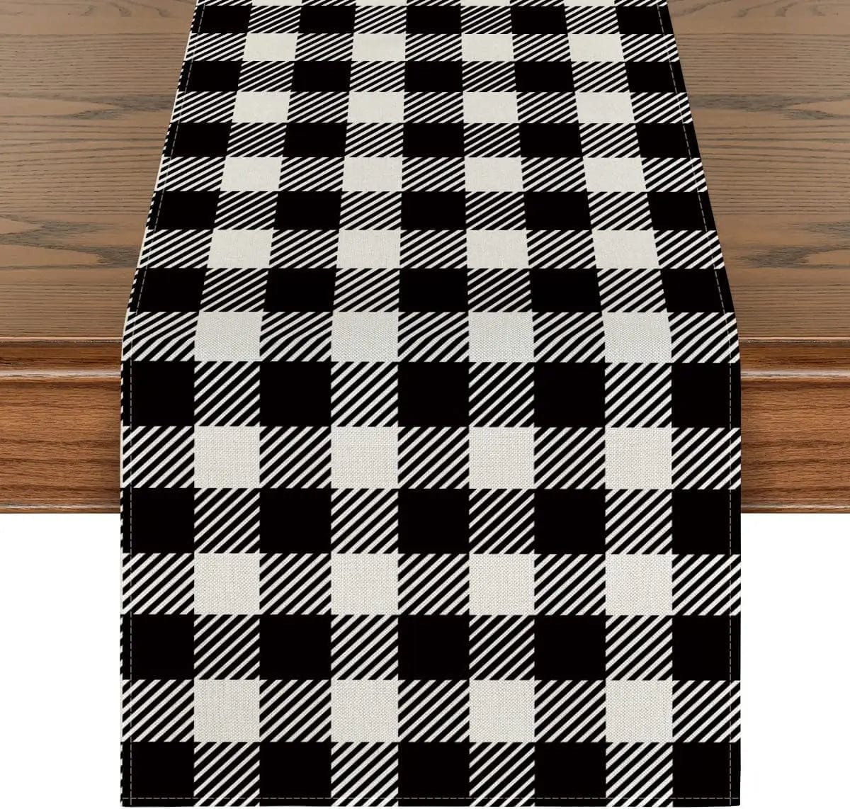 Chemin de Table Damier Noir et Blanc 33x180cm / Noir/Blanc