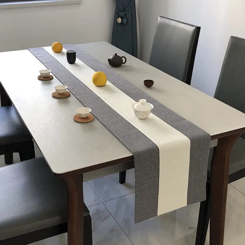 Chemin de Table Design 150x33cm / Gris/Blanc