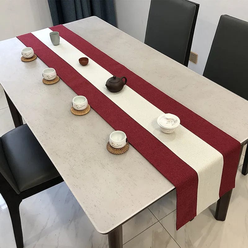 Chemin de Table Design 150x33cm / Blanc/Rouge