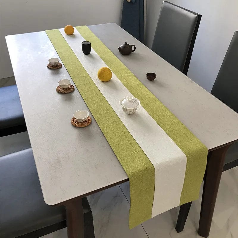 Chemin de Table Design 150x33cm / Vert/Blanc