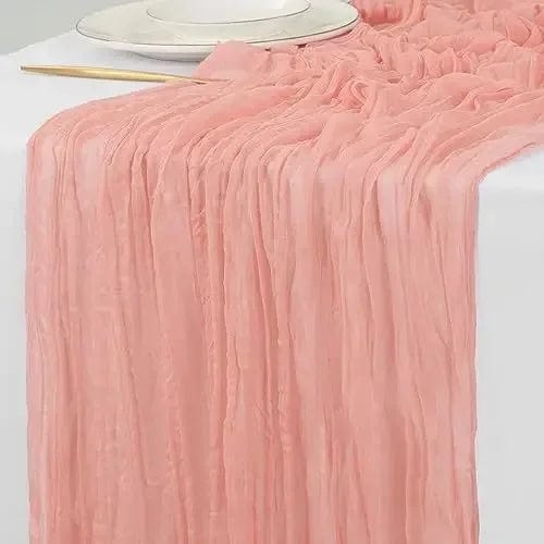 Chemin de Table Gaze de Coton Rose 90x180cm / Rose Corail