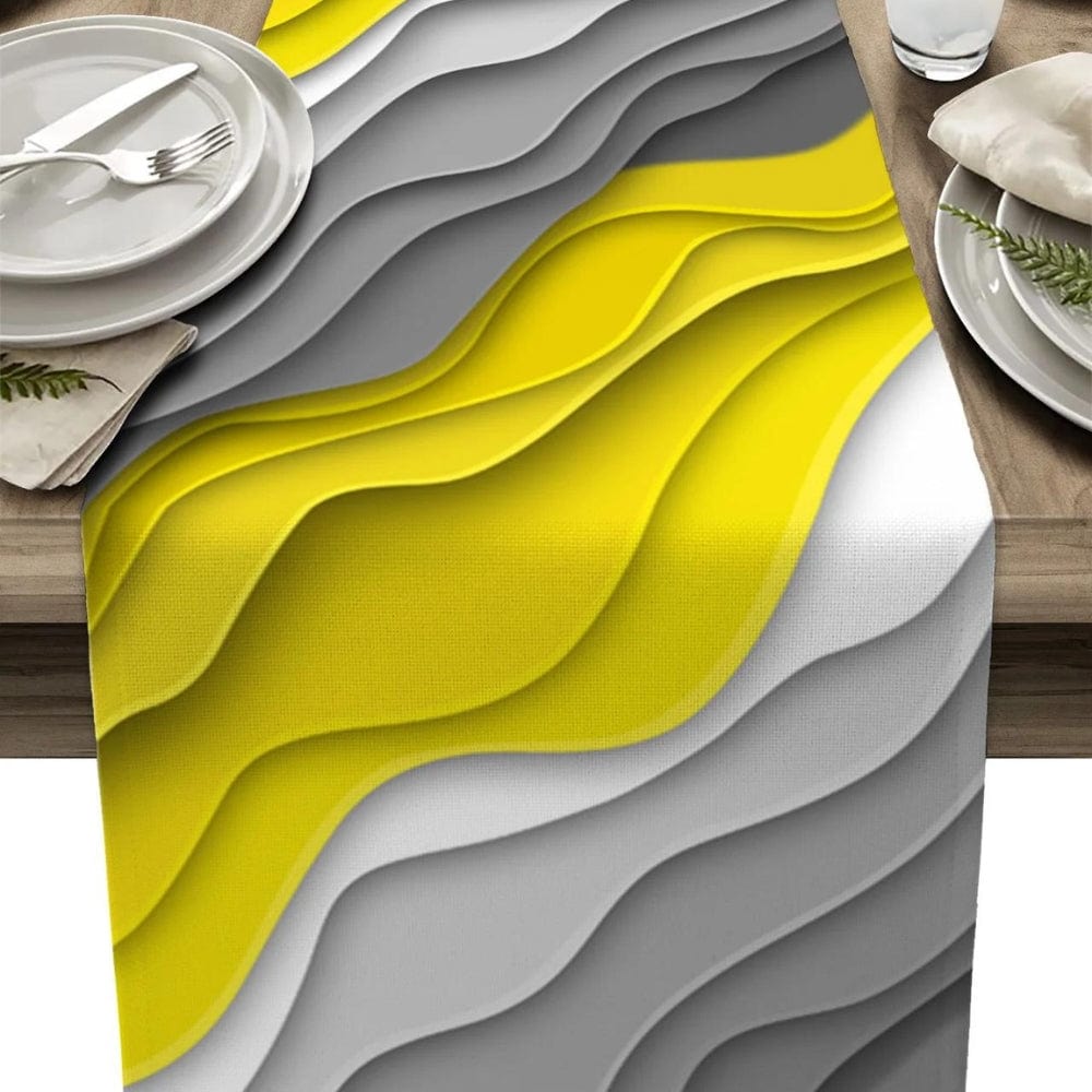 Chemin de Table Jaune et Gris 33x90cm / Jaune/Gris