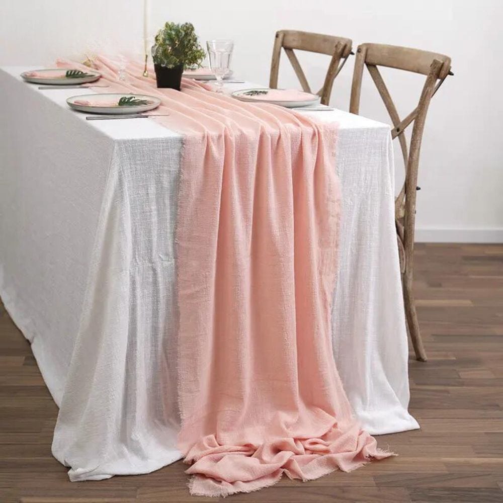 Chemin de Table Lin Rose 63cm x 300cm / Rose Clair