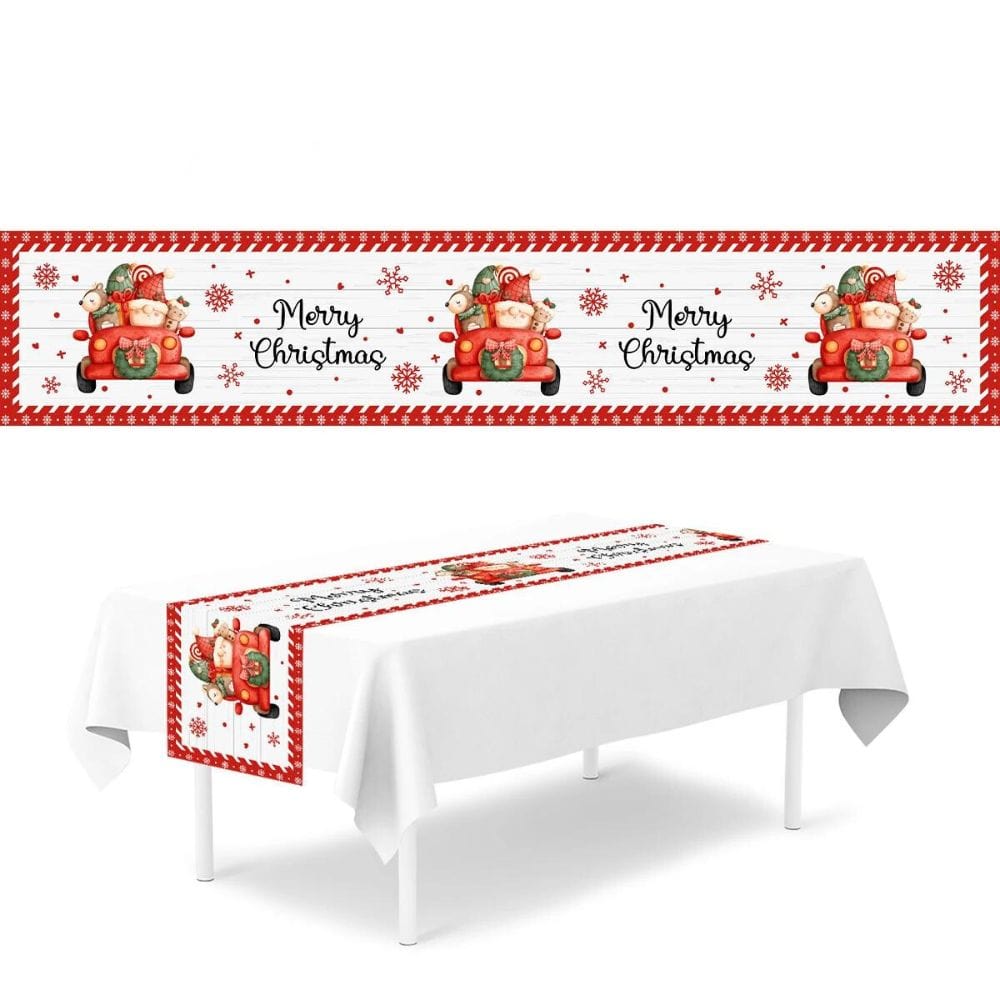 Chemin de Table Noel Rouge et Blanc 35 x 180 cm / Lutins