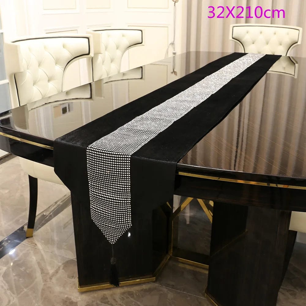 Chemin de Table Noir Argent 32X180cm / Noir