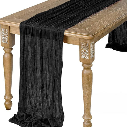 Chemin de Table Noir Tissu 90x340cm / Noir