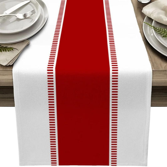 Chemin de Table Rouge et Blanc 33x91cm / Blanc/Rouge