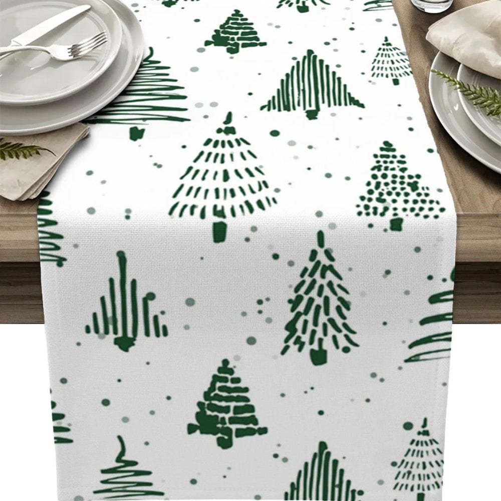 Chemin de Table Sapin 33x120cm / Sapin Blanc/Vert