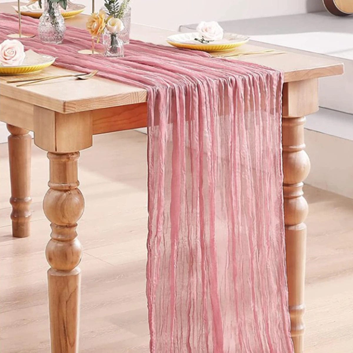 Chemin de Table Toile de Jute Rose