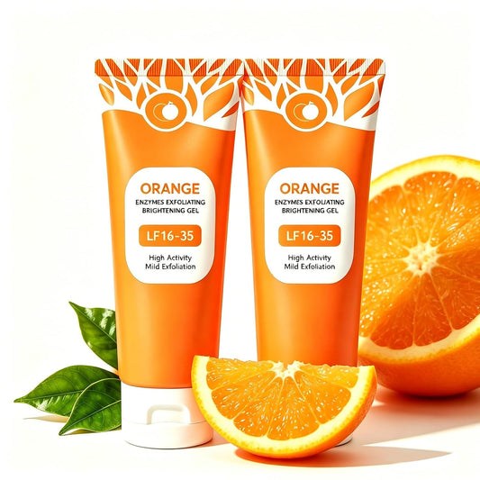 2Pcs Orange Exfoliating Gel for Face and Body, Deep Clean Pores, Remove Blackheads, Exfoliating Moisturizing Face Body Scrub Gel Exfoliator Natural Orange Peeling Gel for All Types Skin