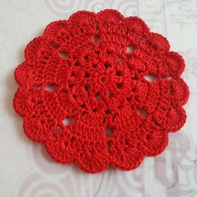 Dessous de Verre au Crochet 11 cm / Set de 1 / Rouge