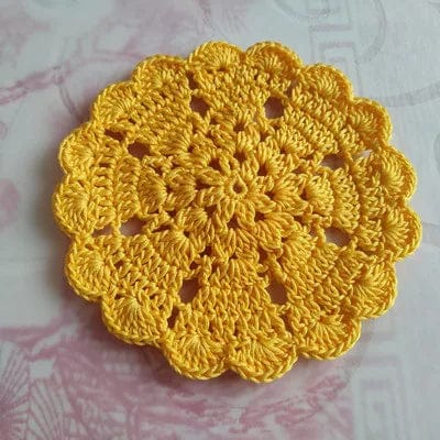 Dessous de Verre au Crochet 11 cm / Set de 1 / Jaune