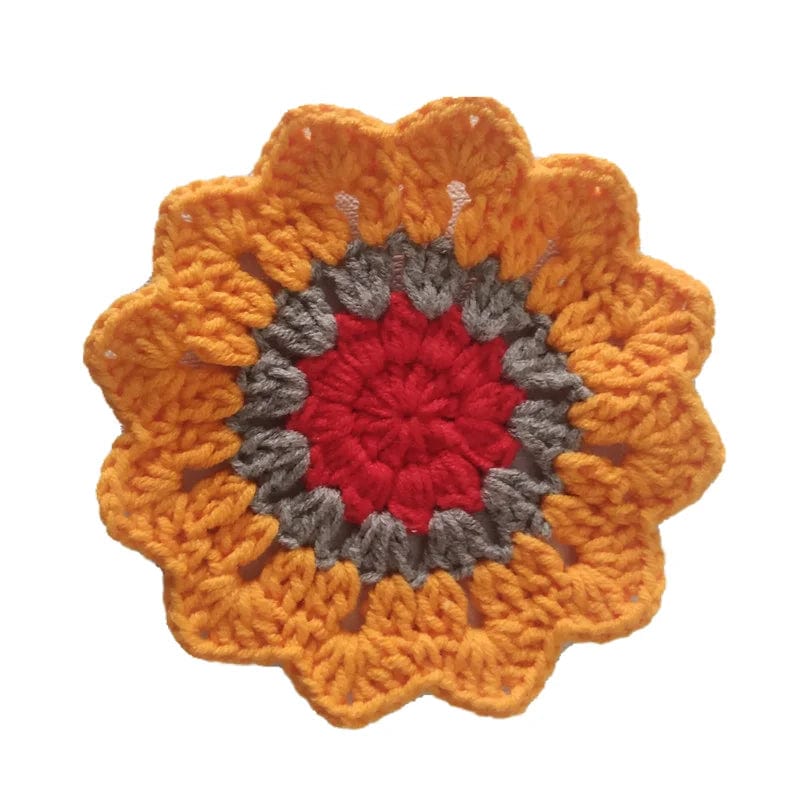 Dessous de Verre Fleur 10 cm / Fleur Orange/Rouge