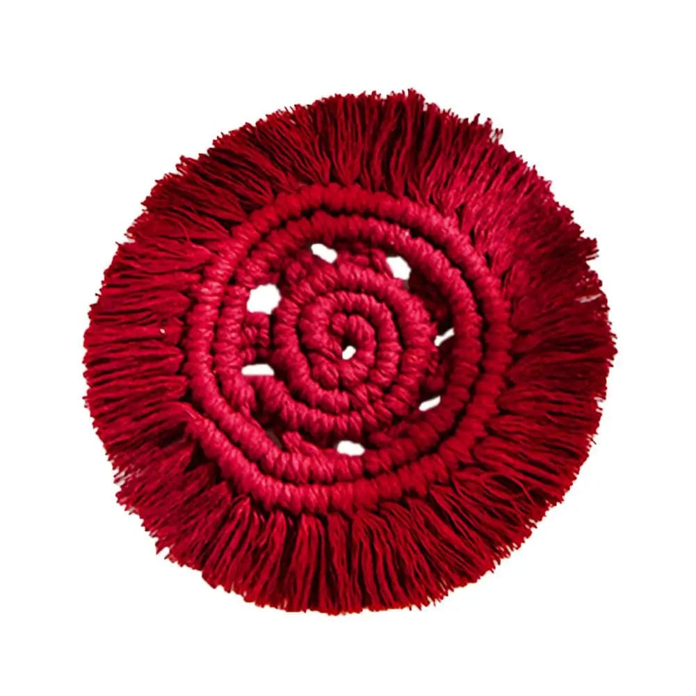 Dessous de Verre Macramé 20 cm / Rouge