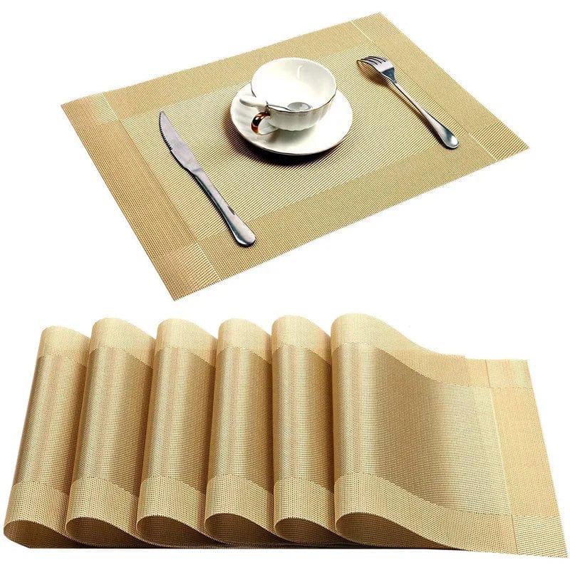 Set de Table Doré Rectangulaire Set de 6 / 30x45cm / Doré