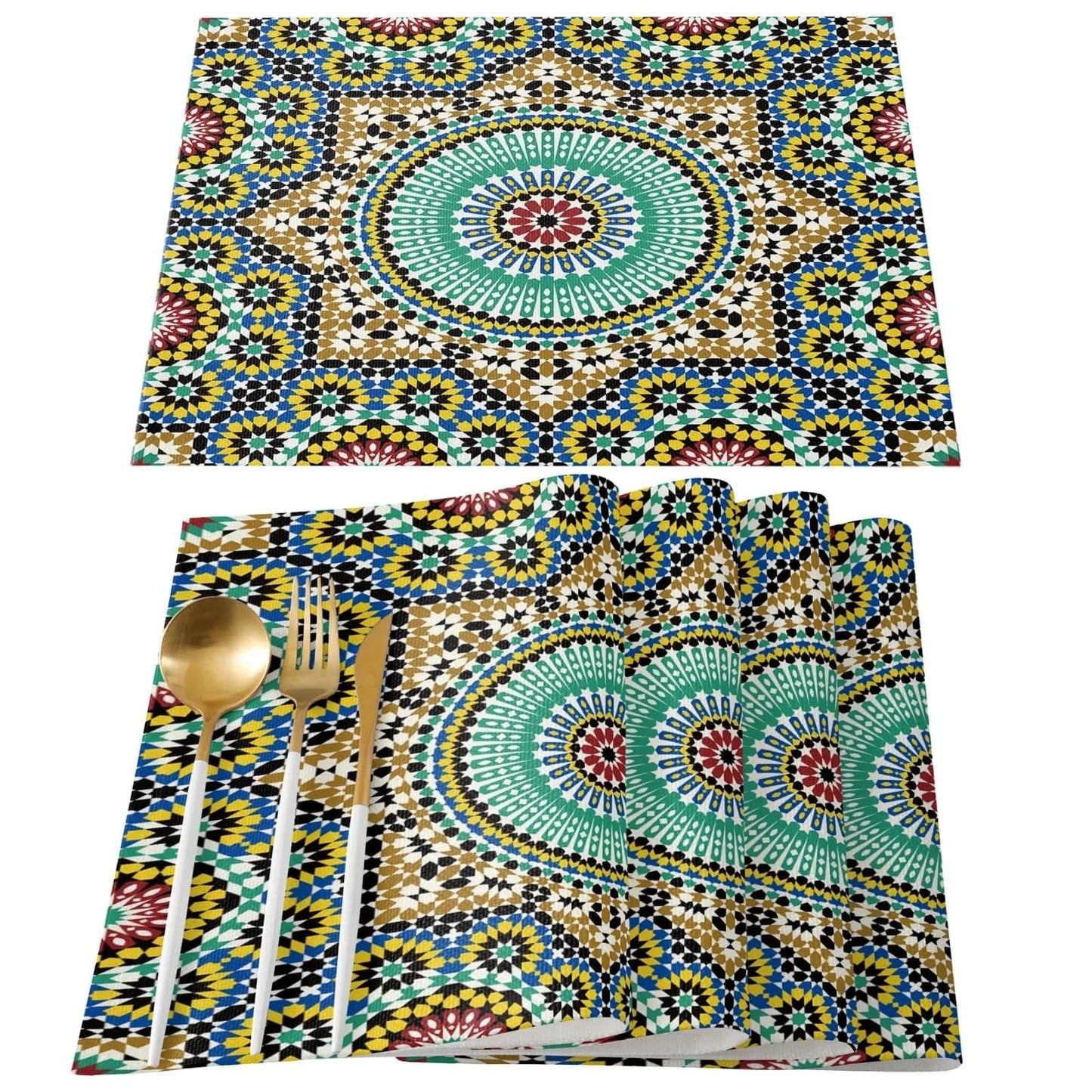 Set de Table Marocain 33 x 48 cm / Set de 4 / Jasmin de Rabat