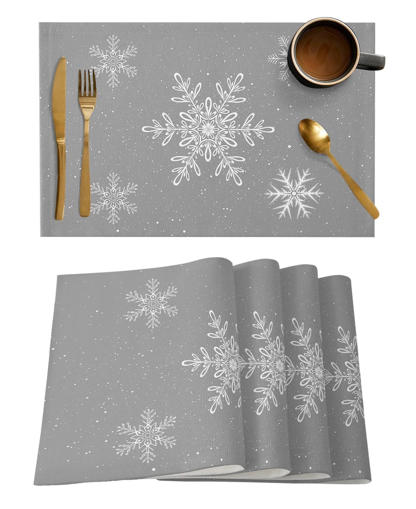 Set de Table Noël Argent 33x48cm / Set de 4