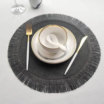 Set de Table Rond Jute Noir 38cm / Noir