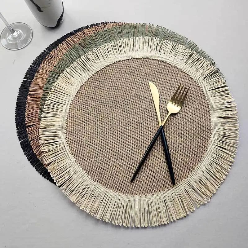 Set de Table Rond Jute Noir 38cm / Noir