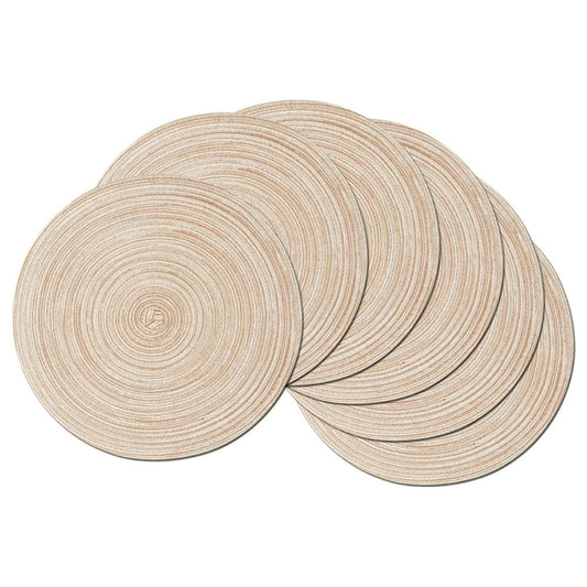 Set de Table Rond Tissu Beige / Set de 6 / 30cm