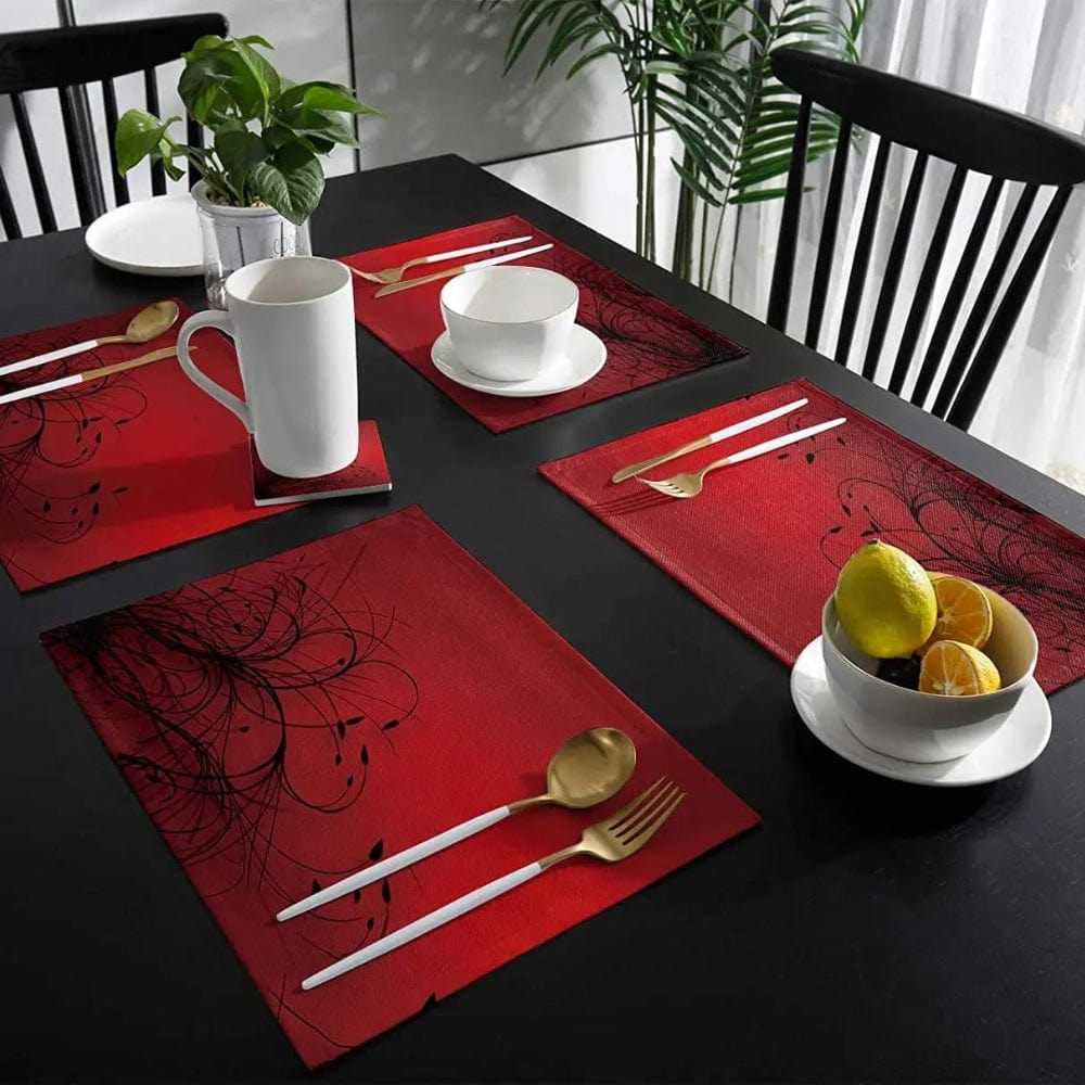 Set de Table Rouge et Noir 30x45cm / Set de 4